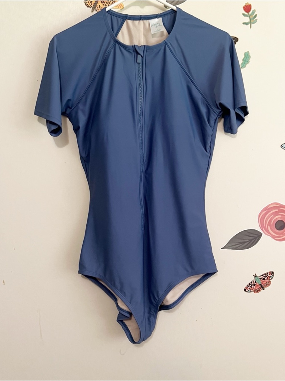 Kona Sol Light Blue Zip Front Women's Swimsuit L - Picture 2 of 11